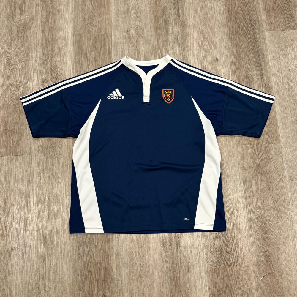 RARE Vintage 00s Adidas Real Salt Lake Heavy Weight Jersey Men's XL Blue White